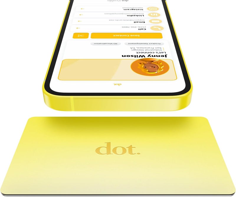 Dot . Card Metal - Digital Business Card - Tap Compatible with iPhone & Android (Yellow) - Image 1